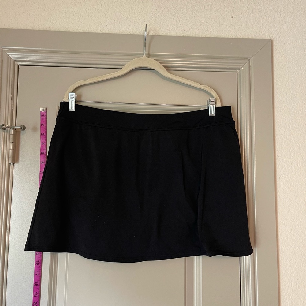 Lands End Tummy Control Swim Skirt Bottoms Black Size 18